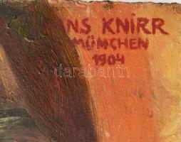 Hans Knirr (?-?): Pipázó kalapos férfi. Olaj, karton, jelzett, szélén kissé sérült, 39×27 cm