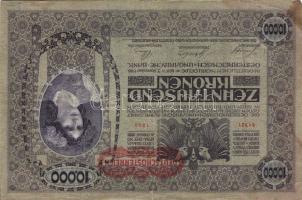 Ausztria/Osztrák-Magyar Bank 1918. 10.000K csak német nyelvű, vízszintes piros "Deutschösterrei...