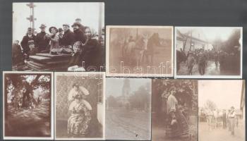 ca 1900-1905 14 db vegyes érdekes fotó, beazonosításra váró helyek, népviselet, japán viseletes nők, stb 18x14 cm ig