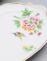 Hollóházi Hortenzia mintás szendvicses / süteményes szett, jelzett, hibátlan, h: 39 cm, d: 18 cm