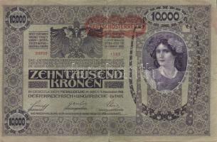 Ausztria/Osztrák-Magyar Bank 1918. 10.000K csak német nyelvű, vízszintes piros "Deutschösterrei...