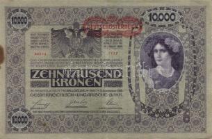 Ausztria/Osztrák-Magyar Bank 1918. 10.000K csak német nyelvű, vízszintes piros "Deutschösterrei...