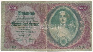 Ausztria 1922. 5000K "1133 12696" T:G Austria 1922. 5000 Kronen "1133 12696" C:G Krause P#79