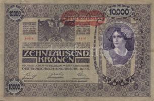 Ausztria/Osztrák-Magyar Bank 1918. 10.000K csak német nyelvű, vízszintes piros "Deutschösterrei...