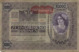Ausztria/Osztrák-Magyar Bank 1918. 10.000K csak német nyelvű, vízszintes piros "Deutschösterrei...