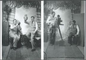 cca 1909 Gráf Rudolf (?-?) egri fényképész hagyatékából 2 db modern nagyítás, jelzés nélküli trükk felvételek, mindkét fotón Gráf Rudolf látható, 21x15 cm