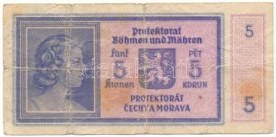 Német Harmadik Birodalom / Cseh-Morva Protektorátus 1940. 5K "B 040" T:VG,G
German Third ...