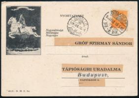 1938 Nemzeti lovarda reklám levelezőlap, kihajtható
