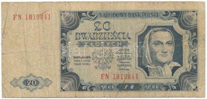 Lengyelország 1948. 20Zl "FN 1819841" T:VG Poland 1948. 20 Złotych "FN 1819841" C:VG Krause P#137