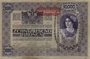 Ausztria/Osztrák-Magyar Bank 1918. 10.000K csak német nyelvű, vízszintes piros "Deutschösterrei...