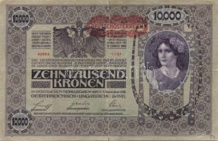 Ausztria/Osztrák-Magyar Bank 1918. 10.000K csak német nyelvű, vízszintes piros "Deutschösterrei...