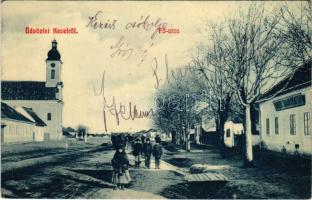 1909 Kecel, Fő utca, templom, Sárközi Takarékpénztár. W.L. 552. (EK)