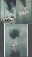 cca 1942 Balatoni gőzhajó, Kerny István (1879-1963) budapesti fotóművész hagyatékából 3 db modern nagyítás, jelzés nélkül, 21x15 cm és 15x10 cm