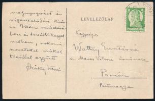 1928 Széky István (1862-1944): tanár, turistaíró. autográf kézírása tiszaigari kúriájukat ábrázoló k...