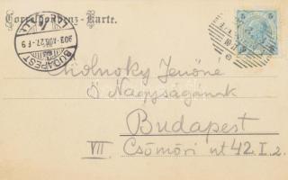 1900 Dr. Cholnoky Jenő (1870-1950) földrajztudós, író, autográf képeslapja feleségének