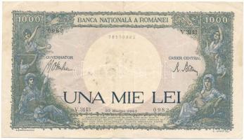 Románia 1943. március 23. 1000L "V.3143 0982" T:F Romania 1943. Mar. 23. 1000 Lei "V.3143 0982" C:F Krause P#52a