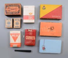 Doboznyi dohányos tétel, közte teljes Memphis cigaretta, bontatlan Kom cigaretta, Ghiubek cigaretta tartalommal, bontatlan Reemtsma cigaretta, stb.