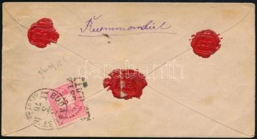 1878 Ajánlott helyi levél 3kr + hátoldali 5kr bérmentesítéssel, "BUDAPEST / DÉLUTÁN"