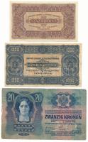 1913. 20K felülbélyegzés nélkül + 1923. 100K "Magyar Pénzjegynyomda Rt. Budapest" nyomdahe...