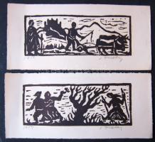 1952-1959 Ernest Zmeták (1919-2004) 7db szignált linómetszete (képméret: 19x7cm)