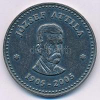 2005. "József Attila 1905-2005" kétoldalas fém emlékérem kapszulában (42,5mm) T:AU