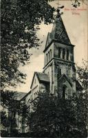 1909 Sőreg, Surice; Római katolikus templom. Fogyasztási szövetkezet kiadása / Catholic church (ragasztónyom / glue mark)