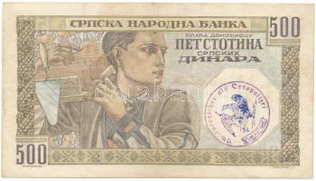 Szerbia 1941. Német megszállás 500D "X.0007 549", (I. Sándor vízjellel), hamis náci felülb...