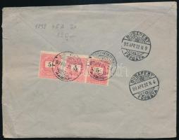 1898 Ajánlott levél hátoldali 3x5kr bérmentesítéssel, "NAGY-KIKINDA" - "BUDAPEST / FŐPOSTA"