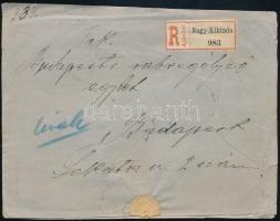 1898 Ajánlott levél hátoldali 3x5kr bérmentesítéssel, "NAGY-KIKINDA" - "BUDAPEST / FŐ...
