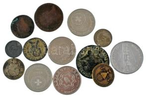 Vegyes, 13db-os, főleg érméből álló tétel, benne Ausztria 1864A 10kr Ag "Ferenc József" gyenge állapotban + 1868. 20kr Ag "Ferenc József" + Madarassy Walter (1909-1994) 1938. "XXXIV. Eucharisztikus Világkongresszus" bronz jelvény (23mm) T:vegyes