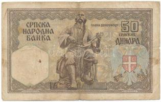 Szerbia 1941. Német megszállás 50D "O.0196 672" T:VG
 Serbia 1941. German occupation 50 D...