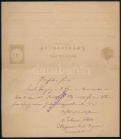 1893 Díjkiegészített, válaszszelvényes levelezőlap, "NAGY-SZOMBAT" - "BERN / BRF. DIS...