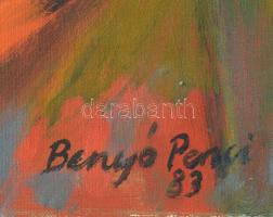 Benyó Ildikó - Penci (1946-2011): Portré pohárral, 1983. Olaj, vászon, jelzett, hátoldalán autográf ...
