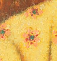 Jelzés nélkül: Menyecske népviseletben. Olaj, vászon, dekoratív fakeretben. 60x50 cm