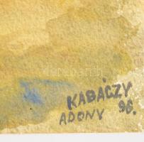 Kabáczy Szilárd (1930-2004): Adonyi erdő, 1996. Akvarell, papír, jelzett. Paszpartuban. 36x27 cm