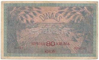 Jugoszlávia / Szerb-Horvát-Szlovén Királyság 1919. 20D "80K" felülbélyegzéssel, "00720 095950" T:F Yugoslavia / Kingdom of the Serbs, Croats and Slovenes 1919. 20 Dinara with "80 Kruna" overprint, "00720 095950" C:F Krause P#18