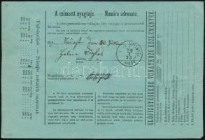 1875 Díjjegyes postautalvány 5kr díjkiegészítéssel, "SISAK"