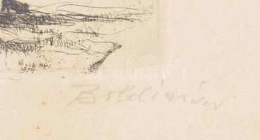 Boldizsár István (1897-1984): Kocsiszín. Rézkarc, papír, jelzett, számozott (36/100), lap széle kiss...