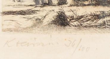 Boldizsár István (1897-1984): Kocsiszín. Rézkarc, papír, jelzett, számozott (36/100), lap széle kiss...