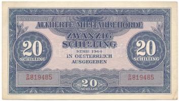 Ausztria 1945(1944) Szövetséges megszállás 20Sch "D28 819485" T:AU, sarokhajlás Austria 1945(1944) Allied Occupation 20 Schilling "D28 819485" C:AU, folded corner Krause P#107