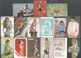 15 db hölgyeket ábrázoló és erotikus kártyanaptár, változó állapotban