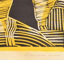 Konecsni Zsizsi (1911-2000): Asszonyok. Linómetszet, papír, jelzett, lap széle kissé foltos, 33,5×25...