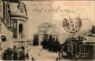 1898 Fiume, Rijeka; Piazza Ürmény, Teatro Comunale e mercato / square, theatre, market hall (EK)