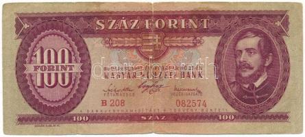 1947. 100Ft "B 208 082574" T:VG, kis szakadások Adamo F27