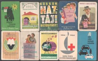 1958-1965 Vegyes kártyanaptár tétel (Munkavédelmi Őrség, OTP, Állami Biztosító, stb.), 10 db