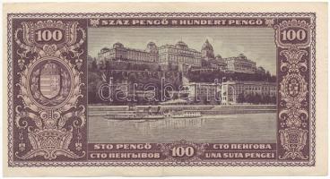 1945. 100P ráragasztott "Budapest Székesfőváros - 1000 Forgalmiadó 2 Pengő" okmánybélyegge...