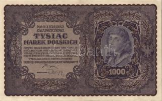 Lengyelország 1919.8.23. 1000M (2x) egymásutáni sorszámmal T:II+ Csak egyszer hajtva, alig látható töréssel!