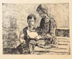 Breznay József (1916-2012): Gyermekek. Rézkarc, papír, jelzett, 29,5x38 cm