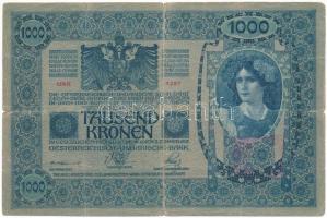 Csehszlovákia 1919(1902) 1000K "1287 99767", csehszlovák 10K "Kolek" bélyegzésse...