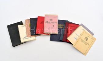 15 db vegyes igazolvány, okmány, közte lövészetvezetői igazolvány, vezetői engedély, Magyar Honvédelmi Sportszövetség tagsági igazolvány, MKP és MSZMP tagsági könyv, stb.